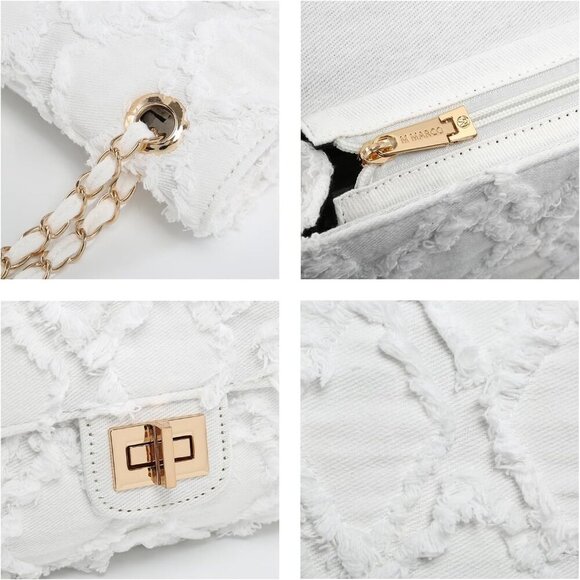 MKP Women Small Shoulder Bags Quilted Crossbody Distressed Jean Denim Purse Even - Picture 3 of 6